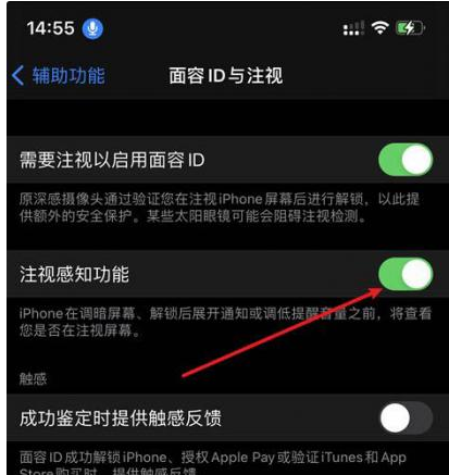 佛子山镇苹果14维修网点分享iPhone14注视感知功能有什么用 